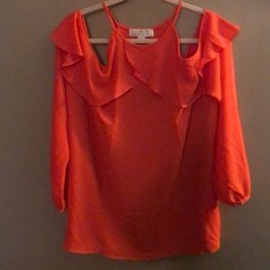 Michael Kors Cold Shoulder Ruffle Blouse